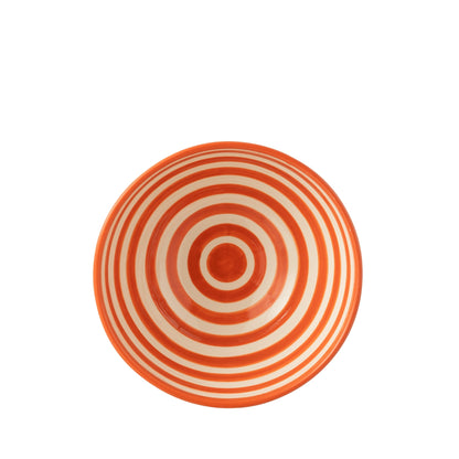 Grote Hoge Kom Granada Strepen Oranje/Wit Keramiek J-Line