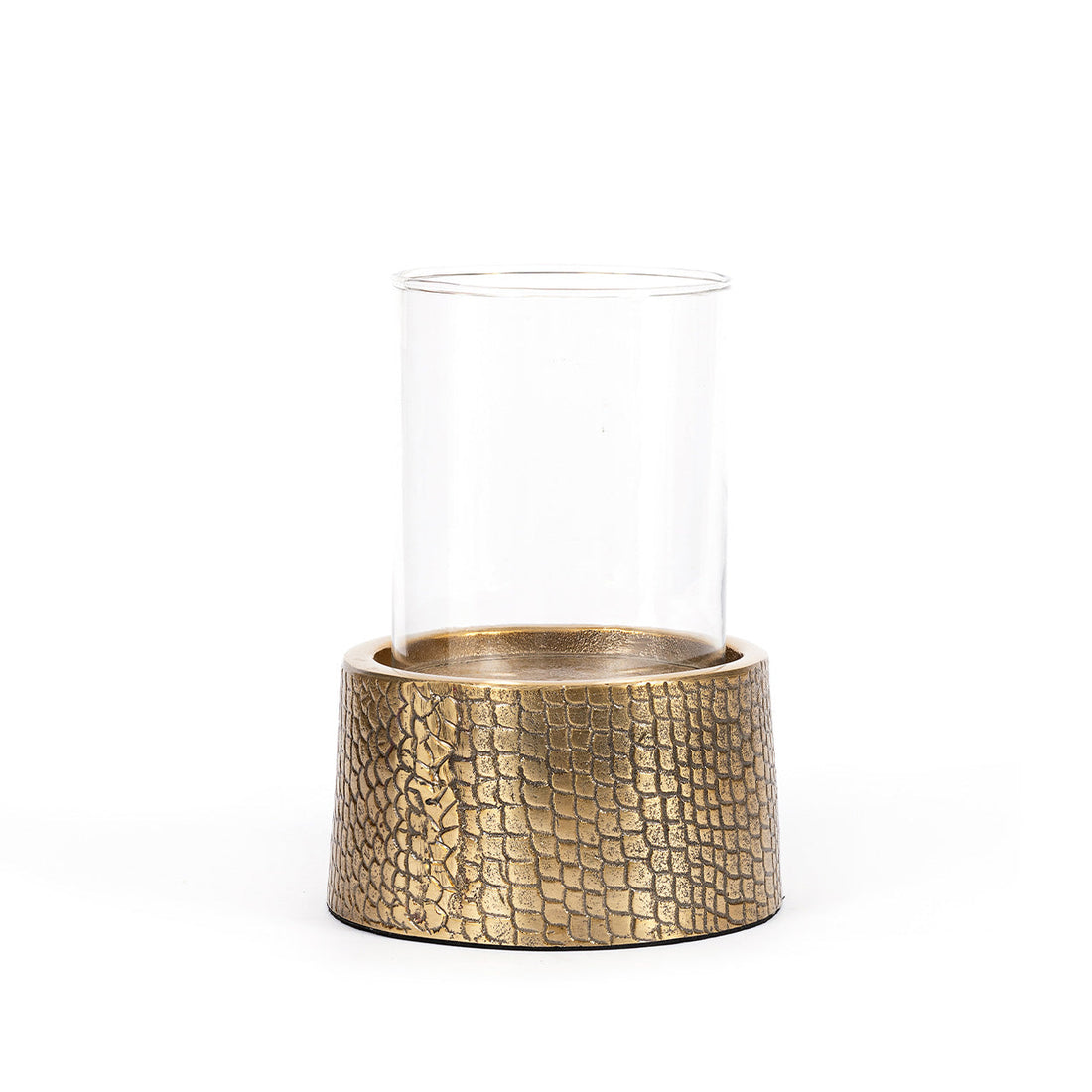 De Croco Kaarsenhouder met Glas - Messing - L Bazar Bizar