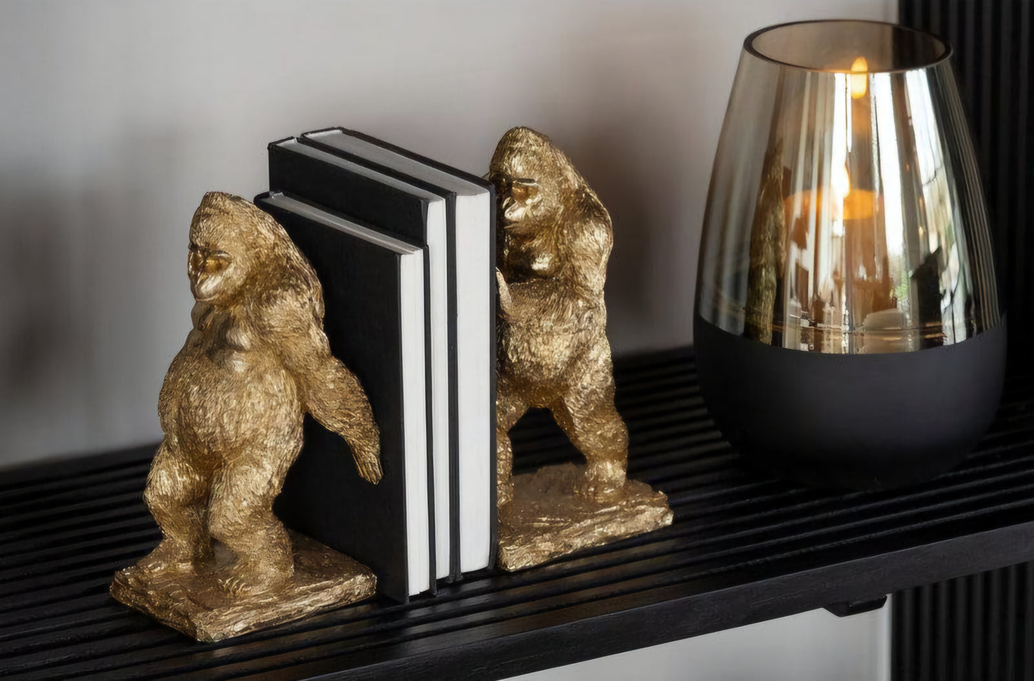 Boekensteun Gorilla Resin Goud Set van 2