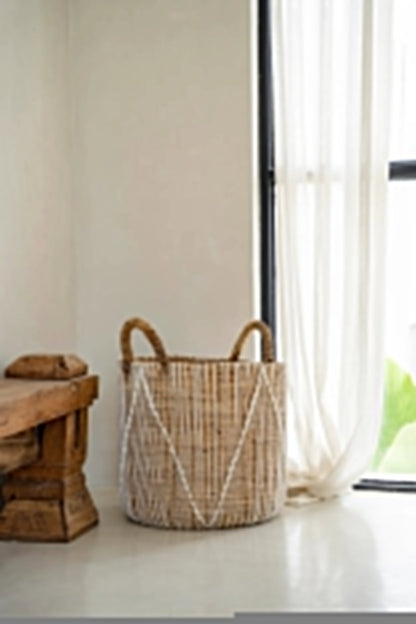 De Straight Stitched Macramé Mand - L