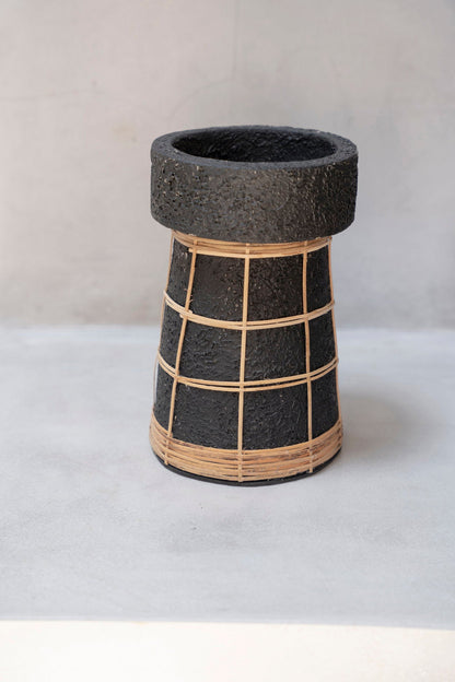 De Serene Kaarsenhouder - Zwart Naturel - L