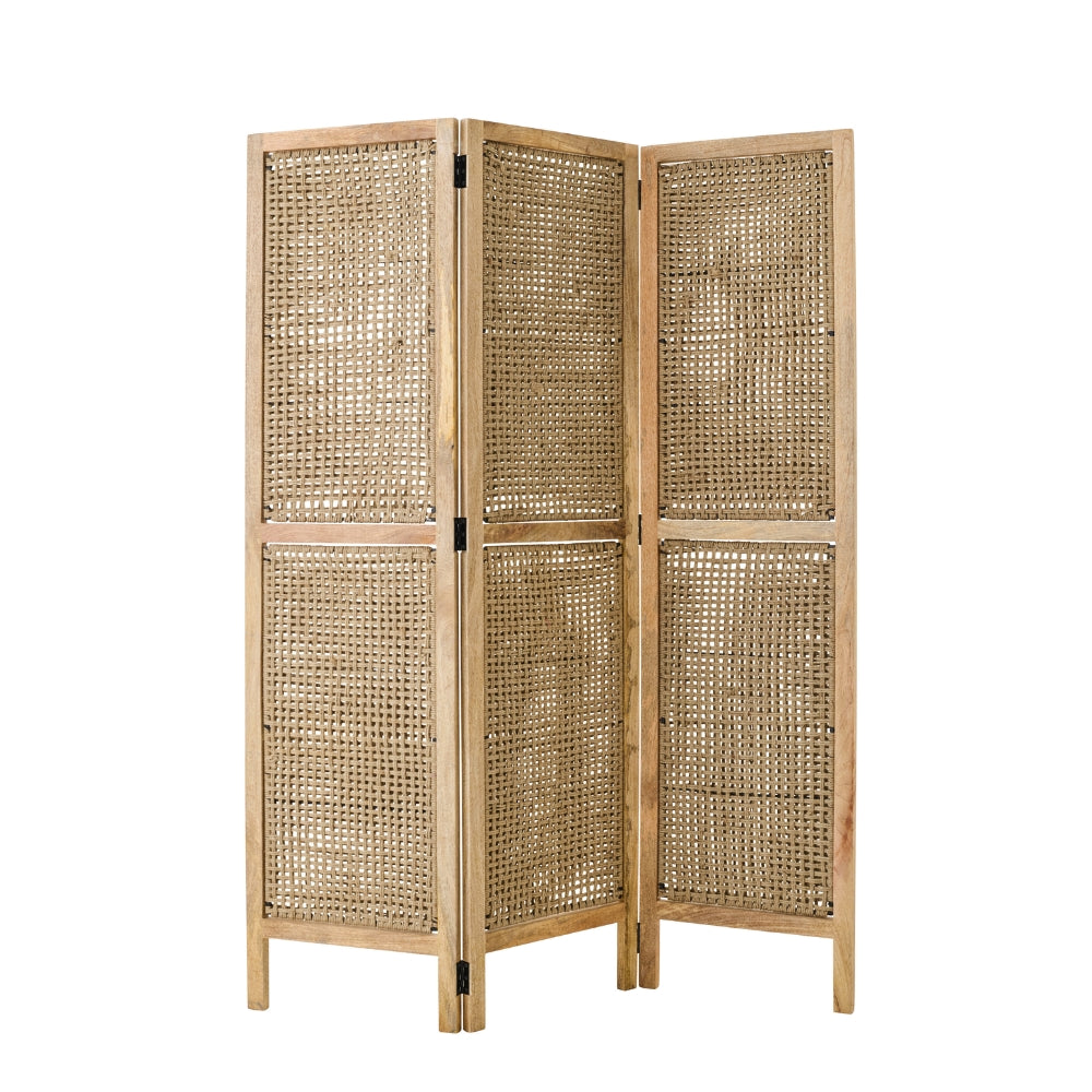 Kamerscherm Met Rieten Panelen Mangohout Naturel J-Line