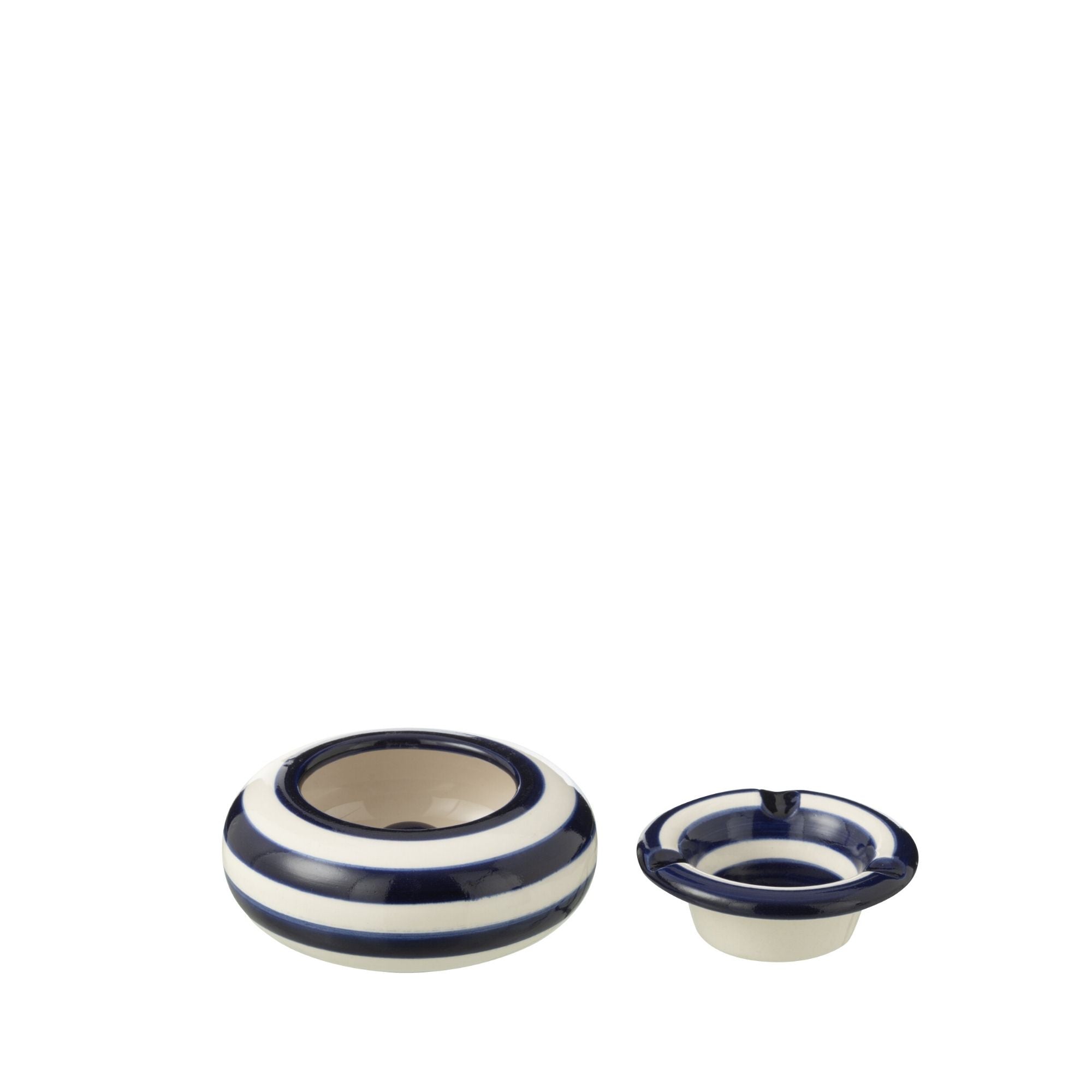 Kleine Asbak Granada Strepen Cobalt Blauw/Wit Keramiek J-Line