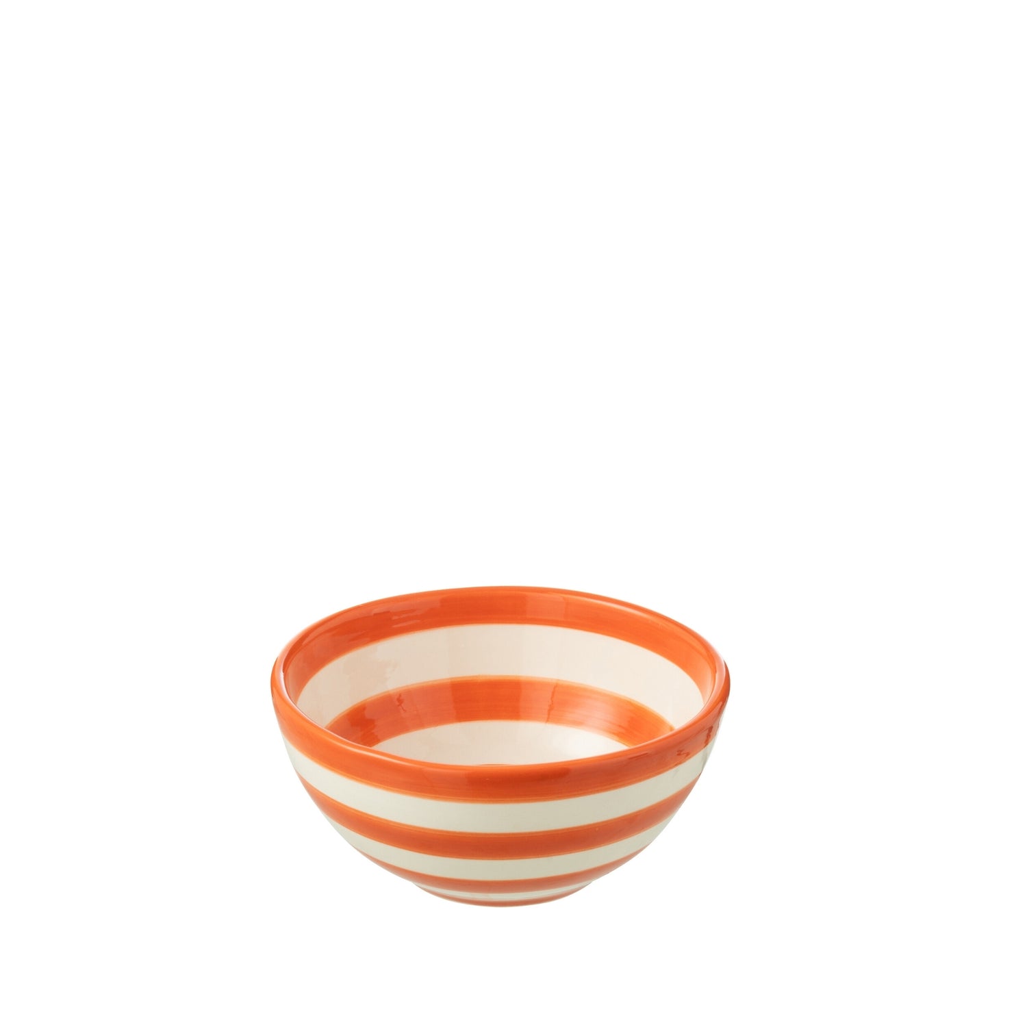 Kleine Hoge Kom Granada Strepen Oranje/Wit Keramiek J-Line