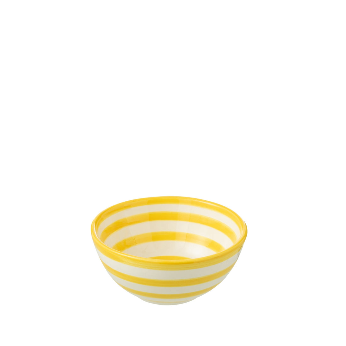Kleine Hoge Kom Granada Strepen Geel/Wit Keramiek J-Line