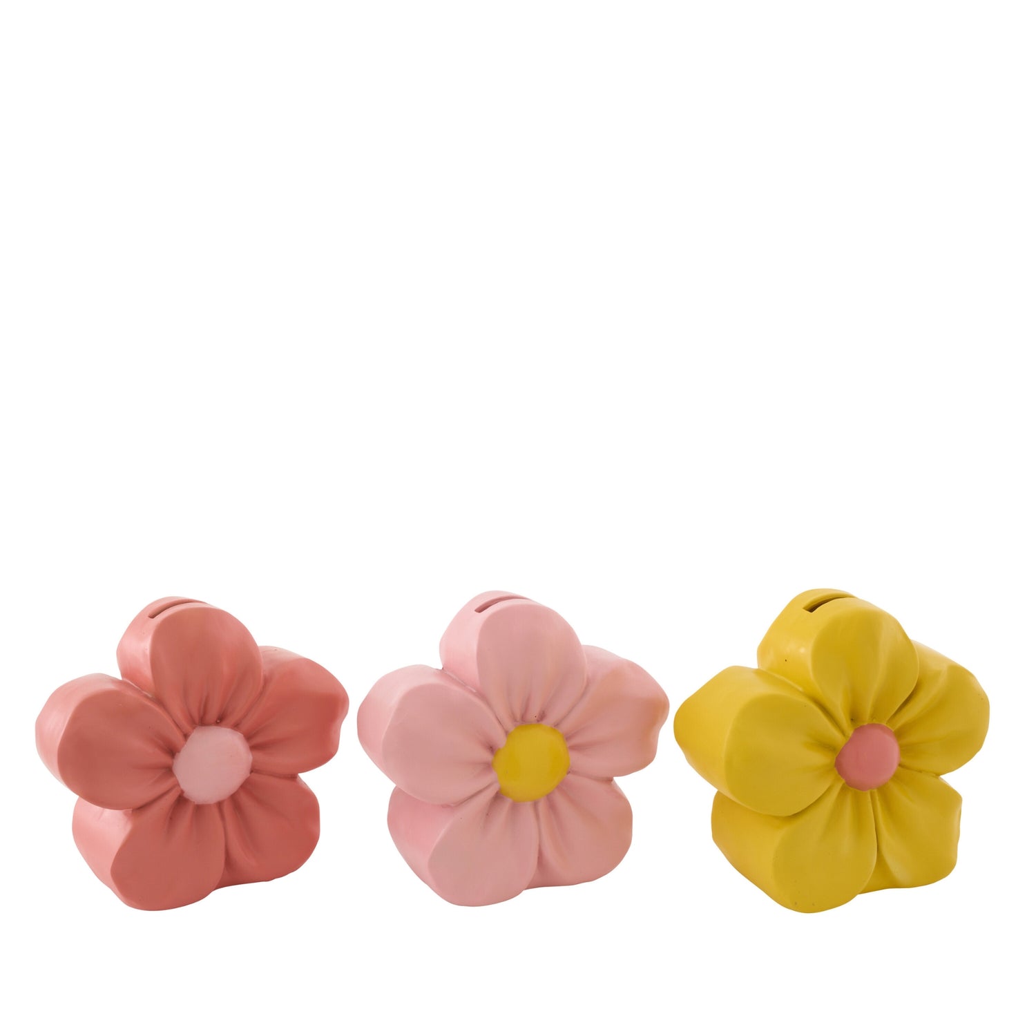 Spaarpot Bloem Polyresin Multi Large Set van 3 J-Line