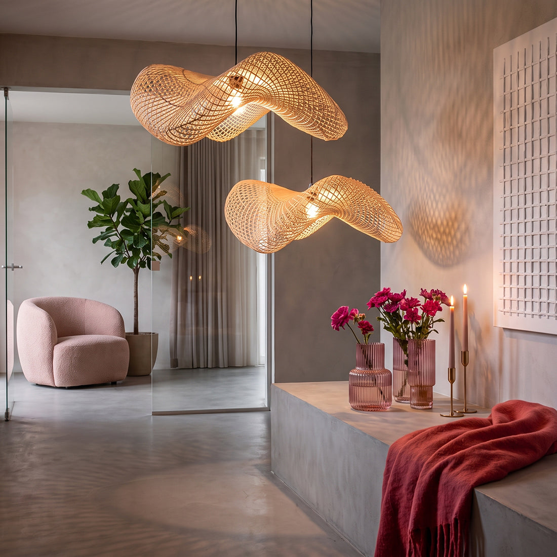 Hanglamp Wave Natural Large Raw Materials