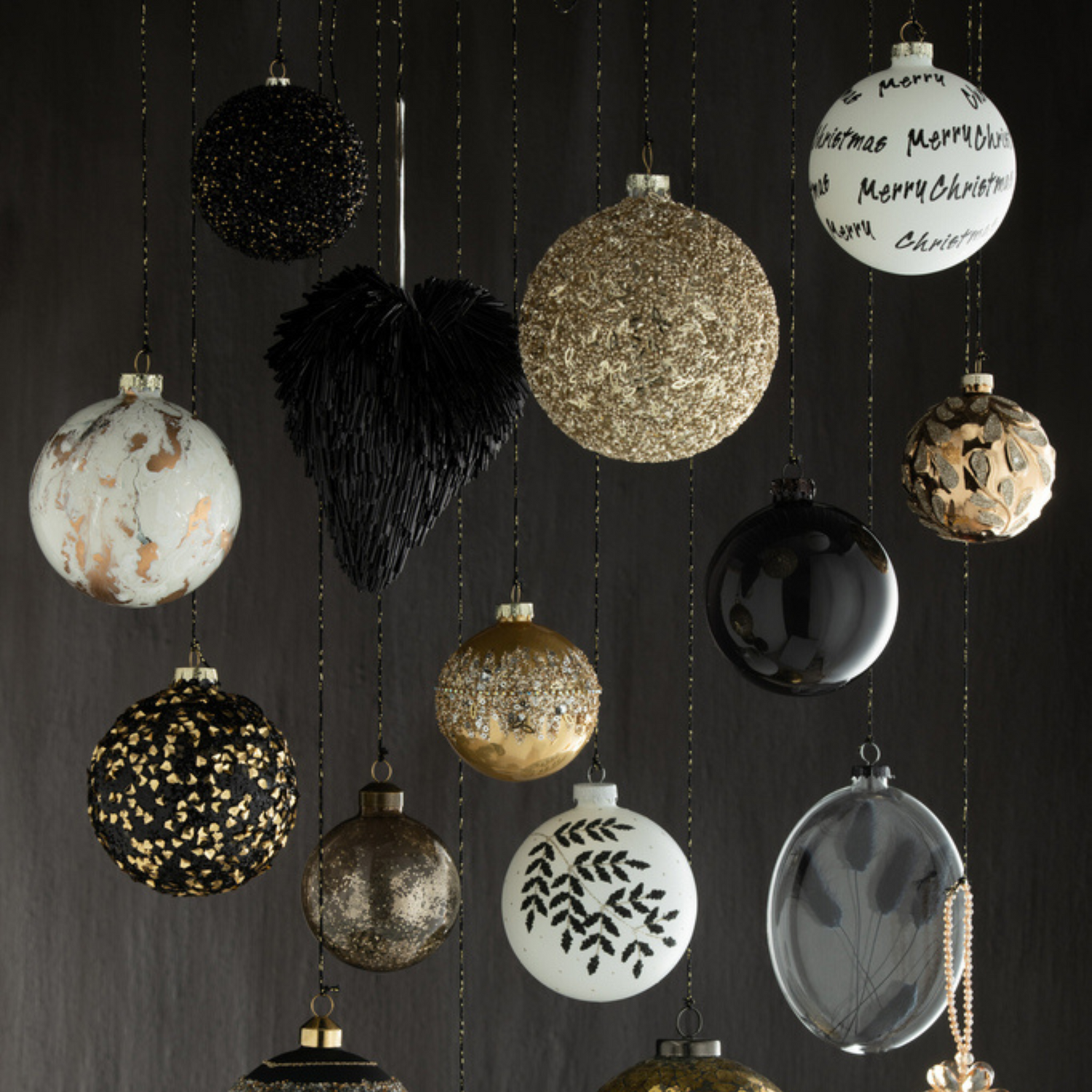 Doos van 6 Kerstballen Glitter Glas Goud Small