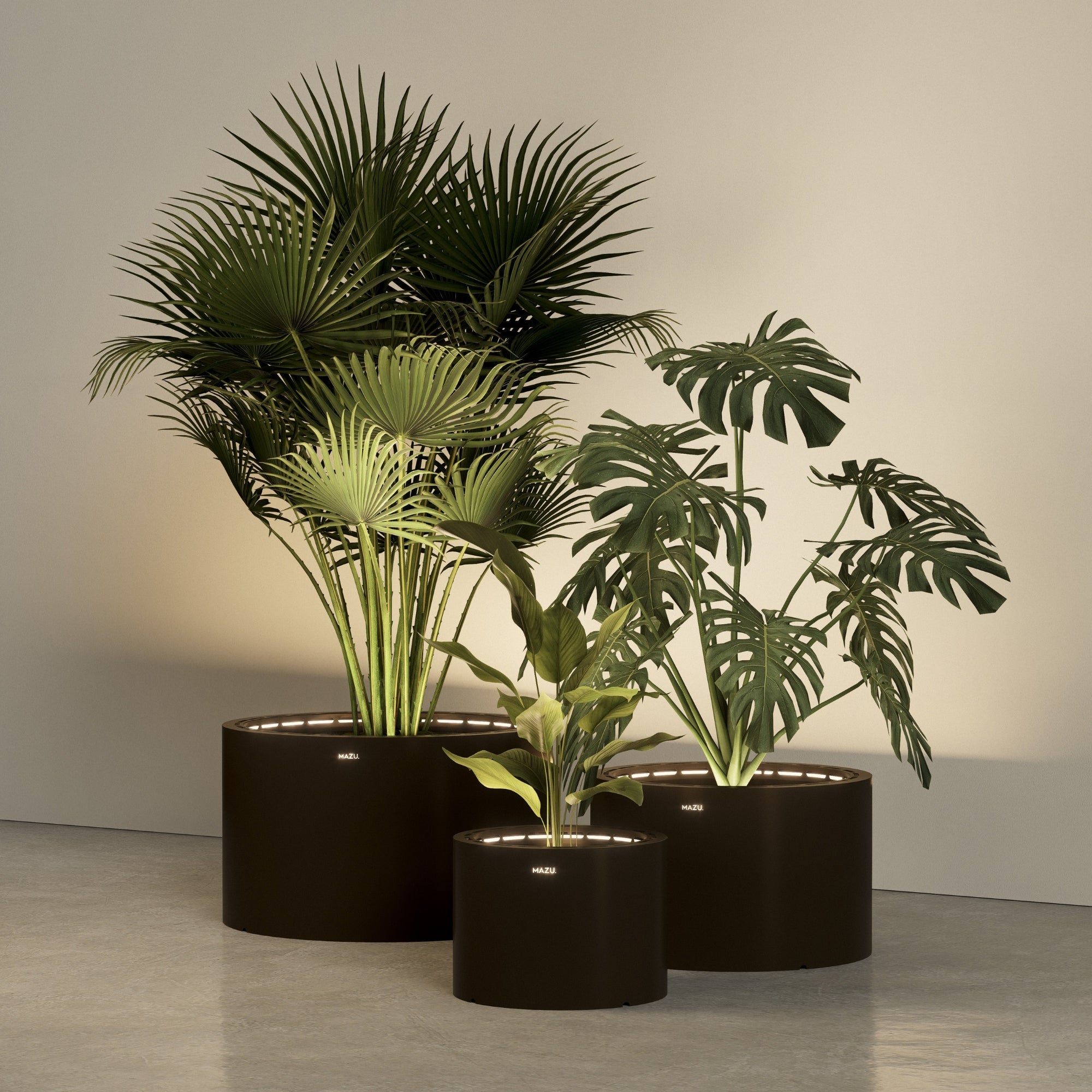 MAZU Tank Luxe LED Plantenpot Zwart Bruin