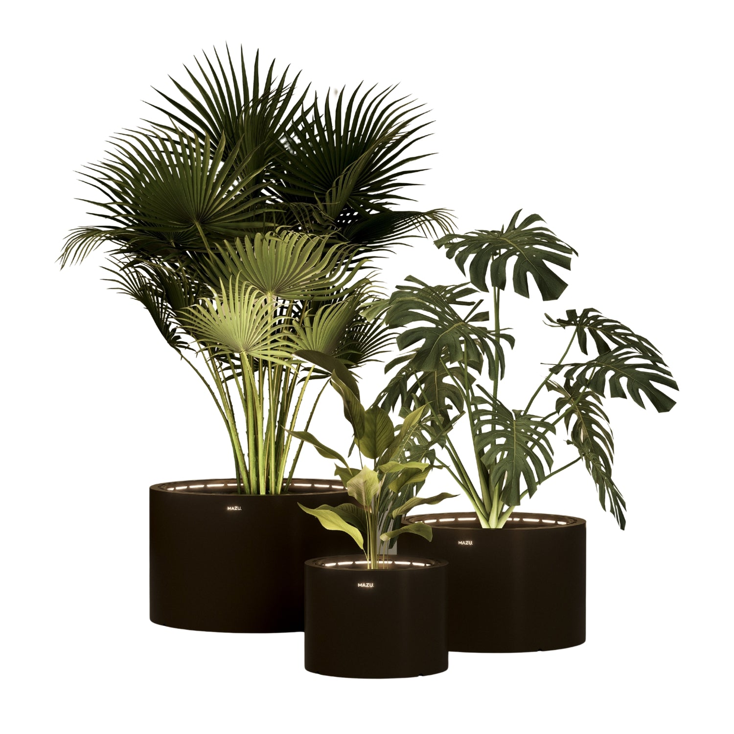 MAZU Tank Luxe LED Plantenpot Zwart Bruin