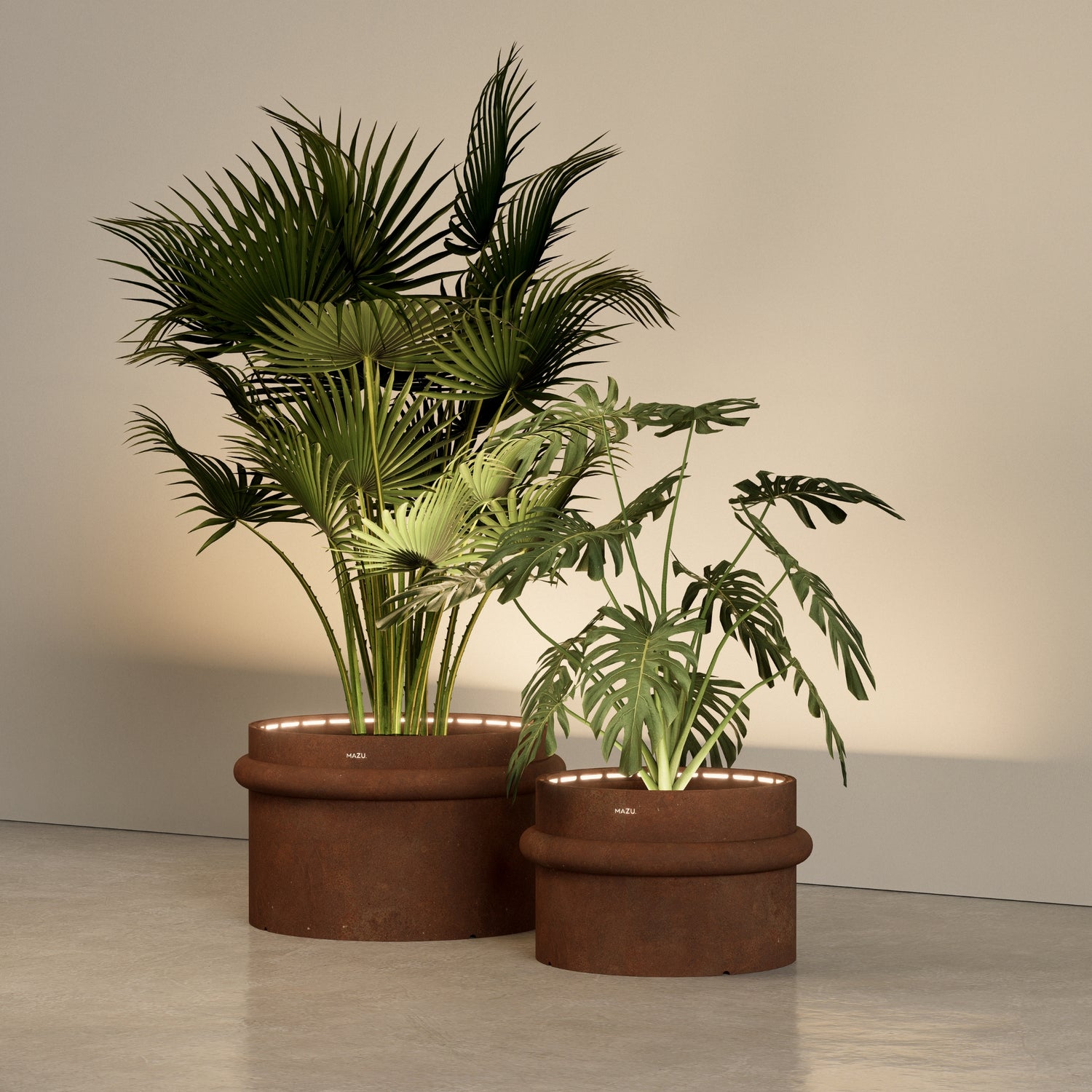 MAZU Nautilus Luxe LED Plantenpot Cortenstaal