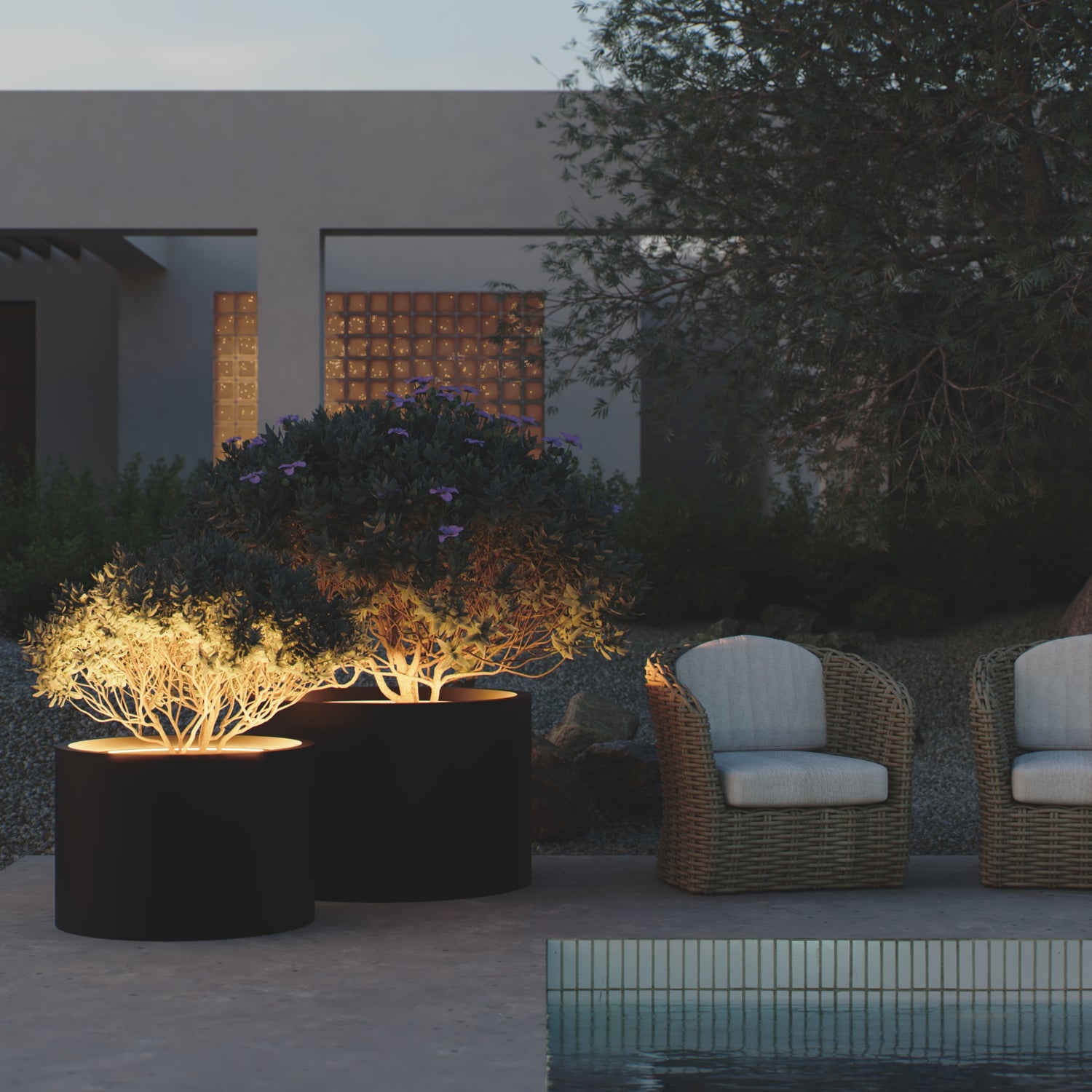 MAZU Tank Luxe LED Plantenpot Lichtgrijs