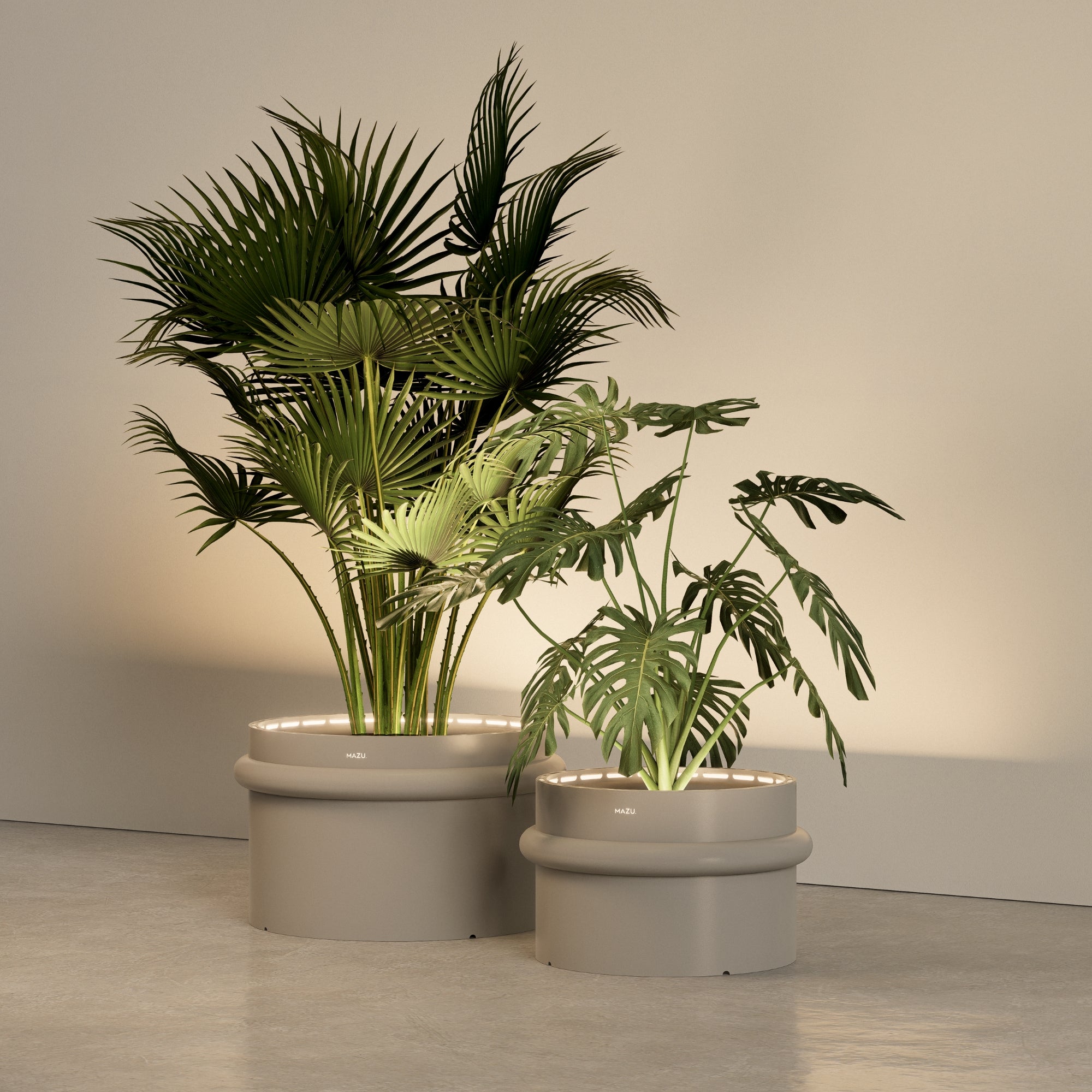 MAZU Nautilus Luxe LED Plantenpot Lichtgrijs