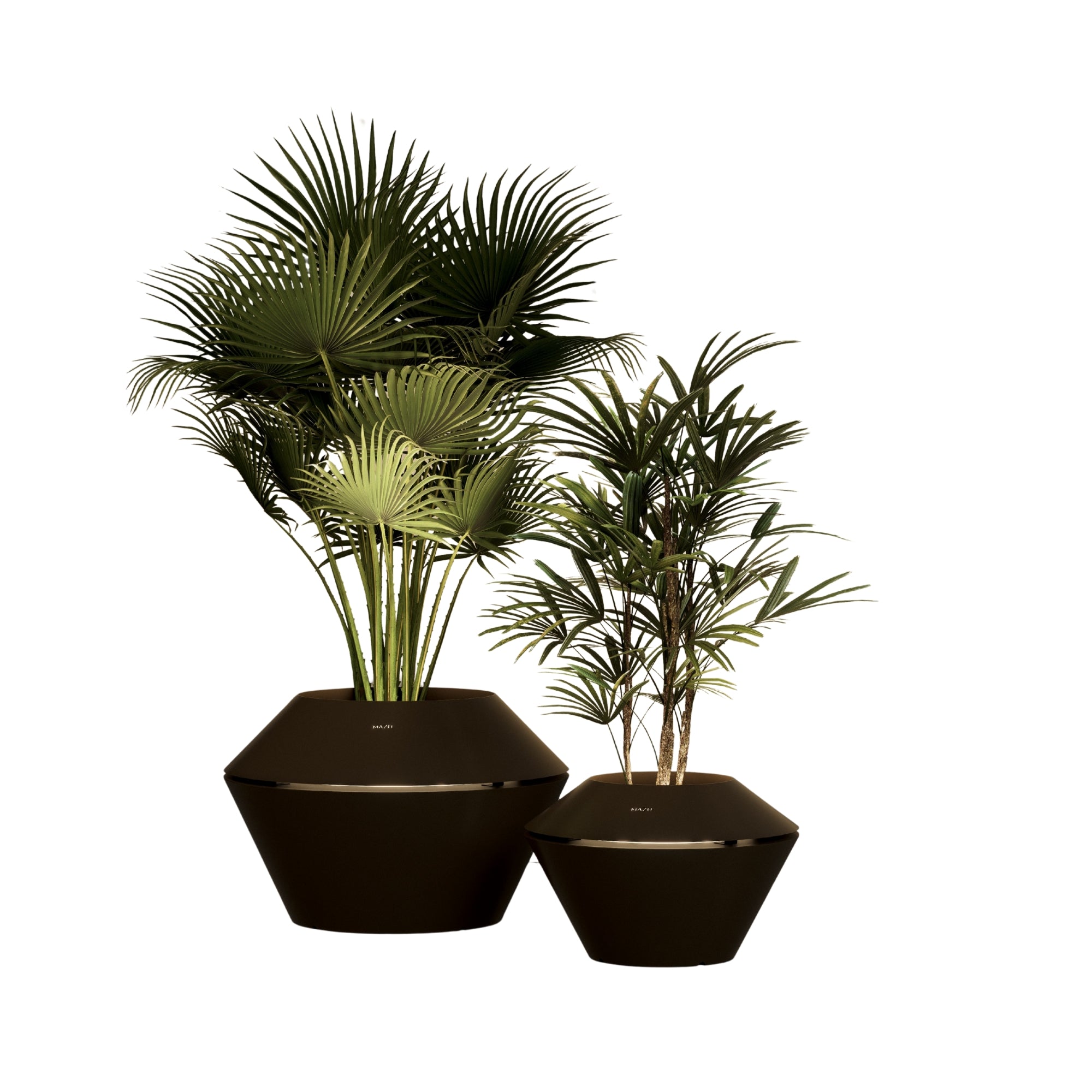 MAZU Oyster Luxe LED Plantenpot Zwart Bruin