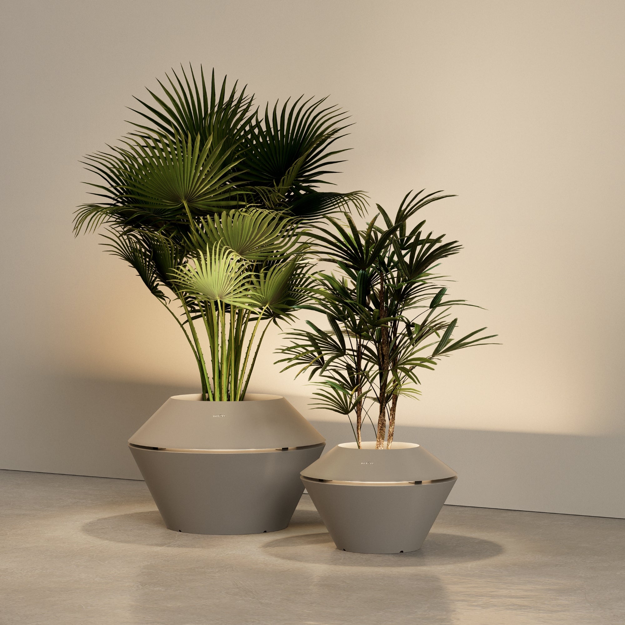 MAZU Oyster Luxe LED Plantenpot Lichtgrijs