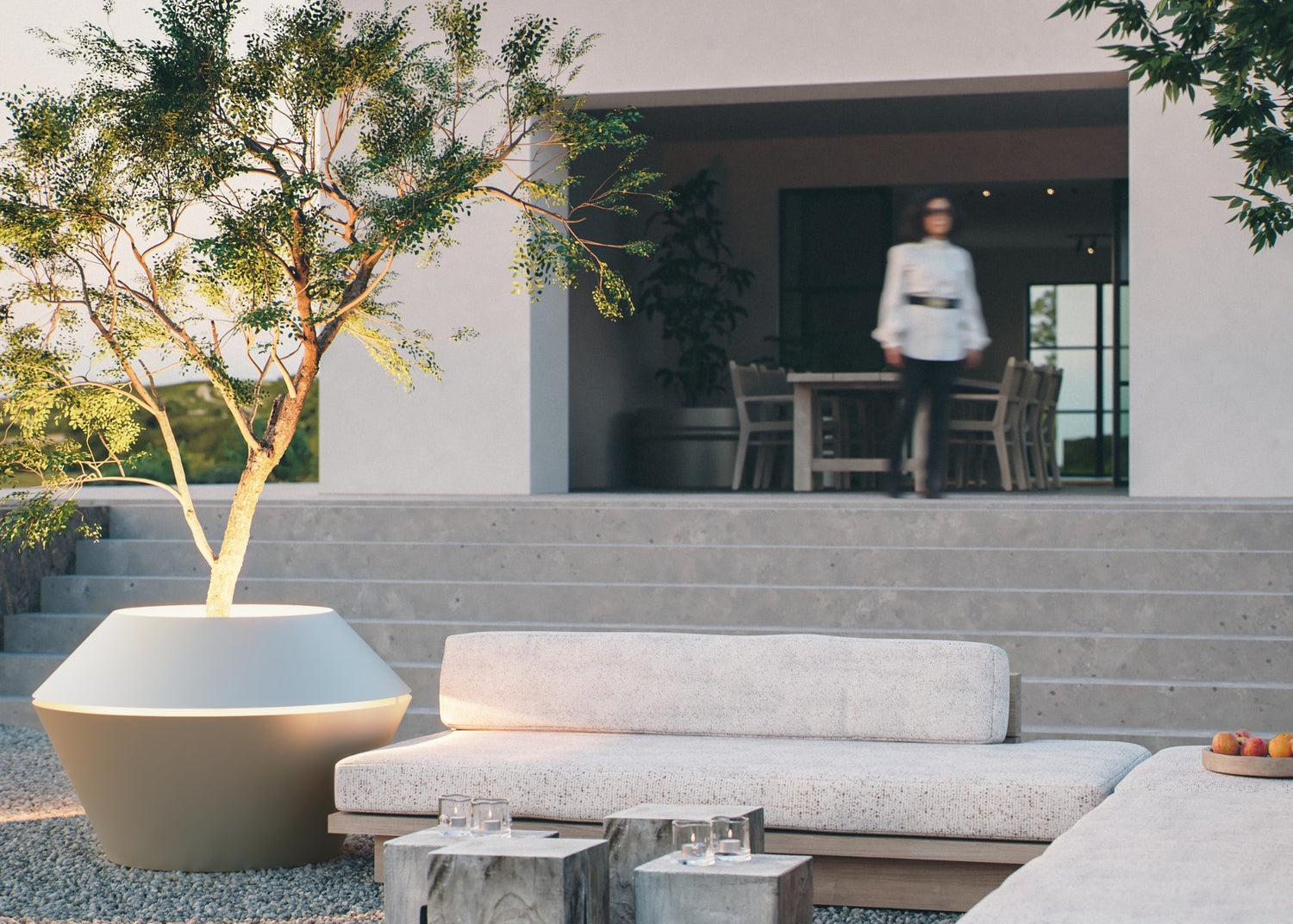 MAZU Oyster Luxe LED Plantenpot Zwart Bruin