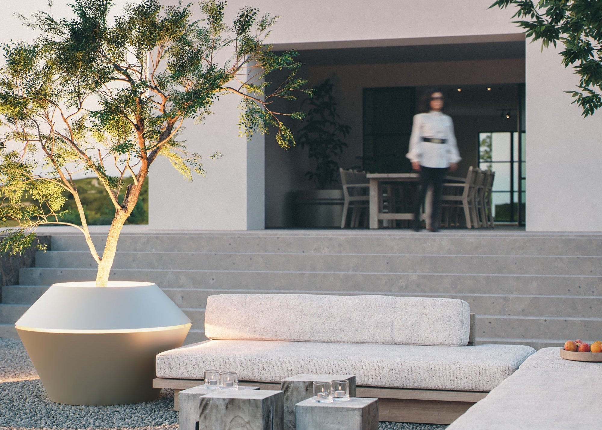 MAZU Oyster Luxe LED Plantenpot Zwart Bruin