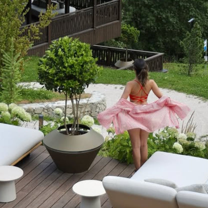 MAZU Oyster Luxe LED Plantenpot Zwart Bruin