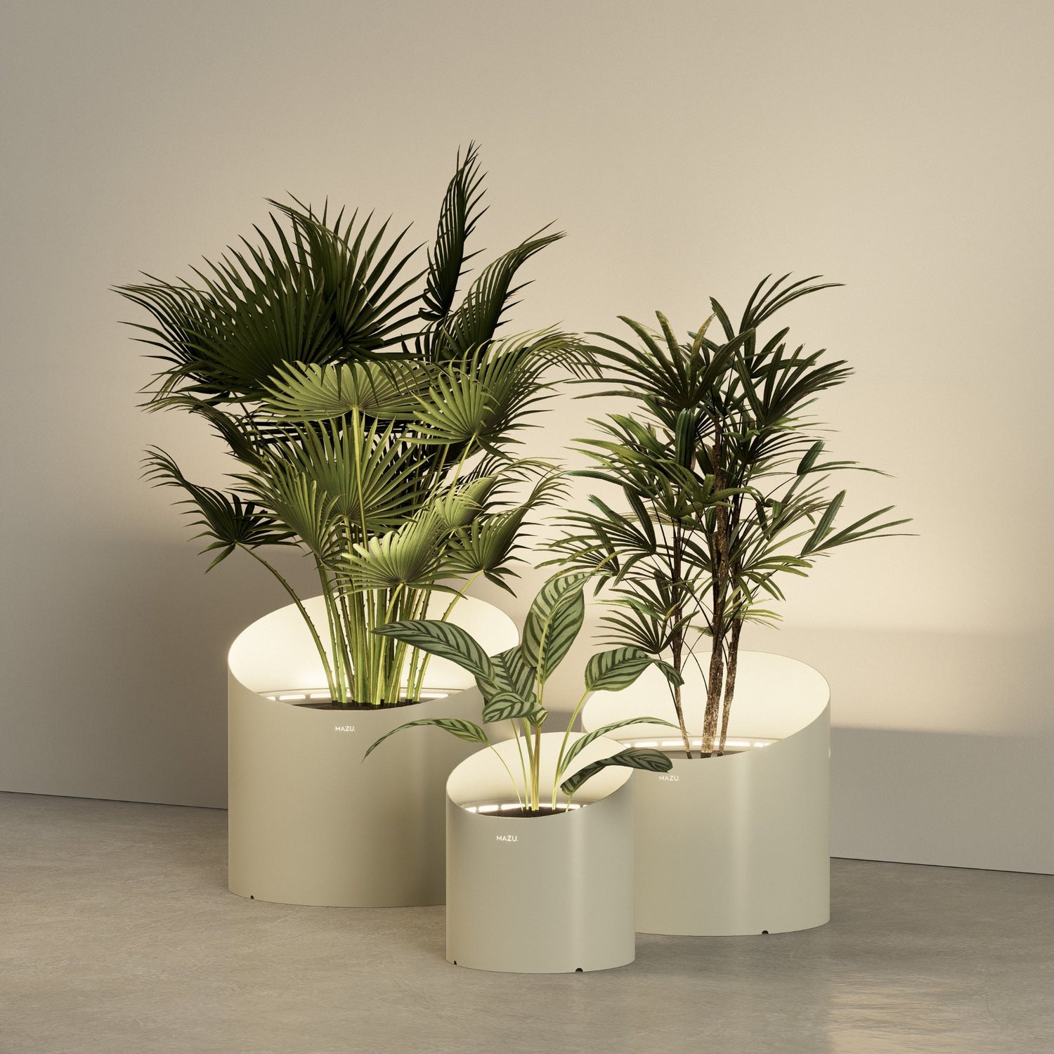 MAZU Wedge Luxe LED Plantenpot Ivoor