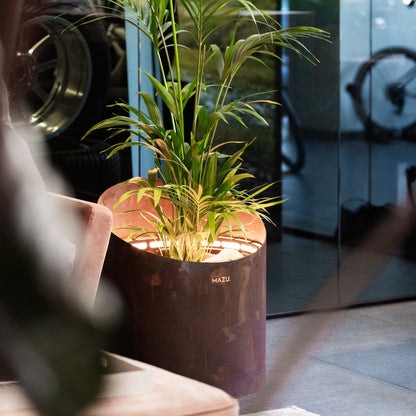 MAZU Wedge Luxe LED Plantenpot Zwart Bruin