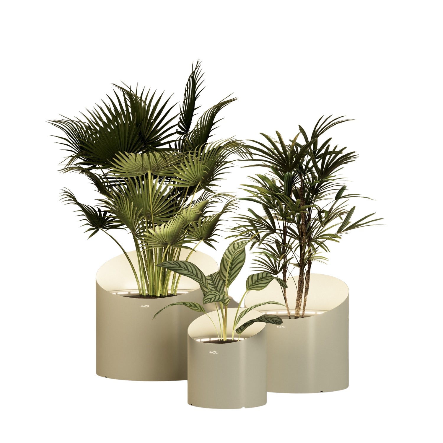 MAZU Wedge Luxe LED Plantenpot Ivoor