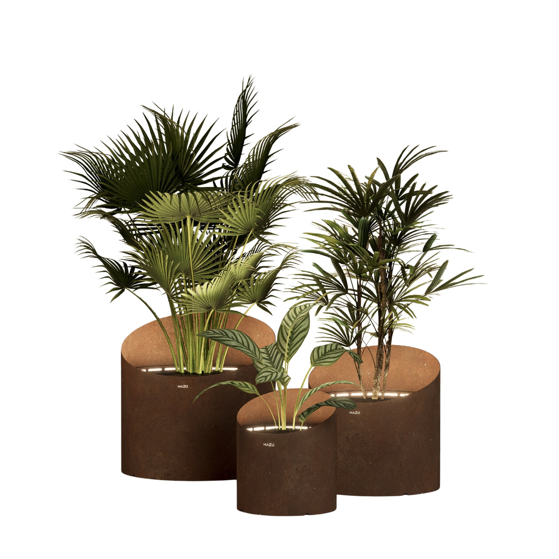 MAZU Wedge Luxe LED Plantenpot Cortenstaal