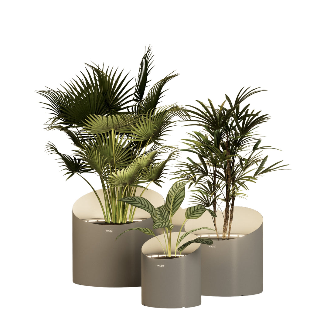 MAZU Wedge Luxe LED Plantenpot Lichtgrijs