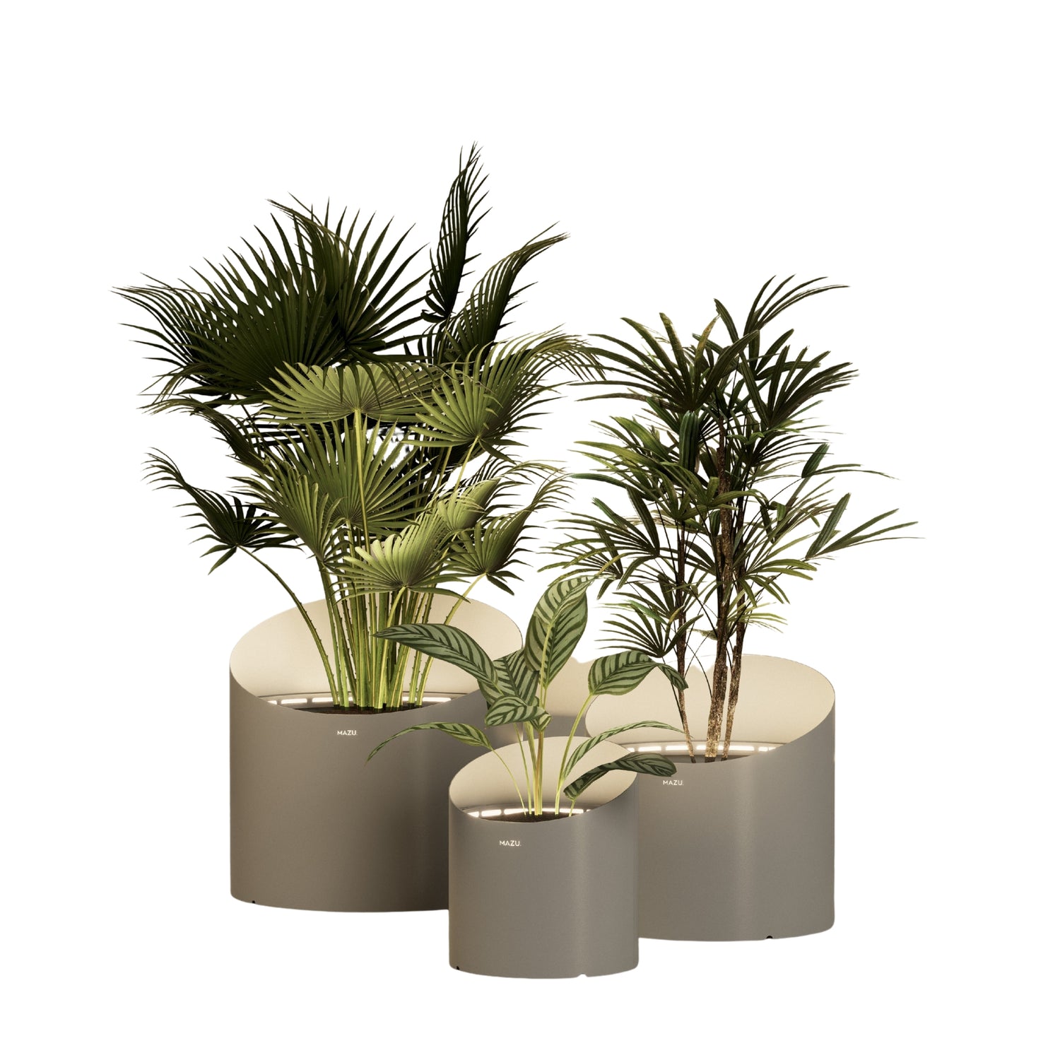 MAZU Wedge Luxe LED Plantenpot Lichtgrijs