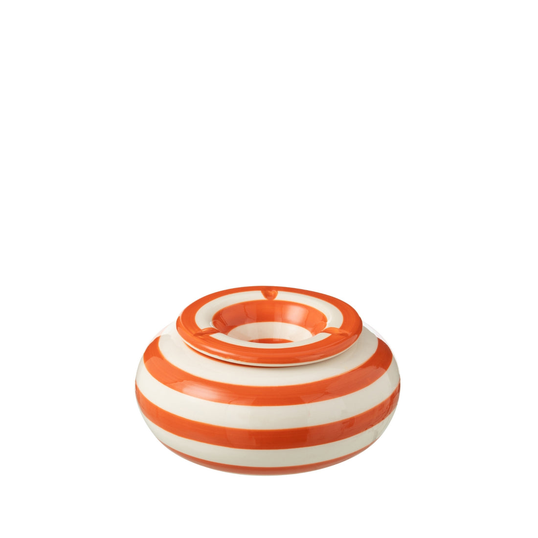 Grote Asbak Granada Strepen Oranje/Wit Keramiek J-Line