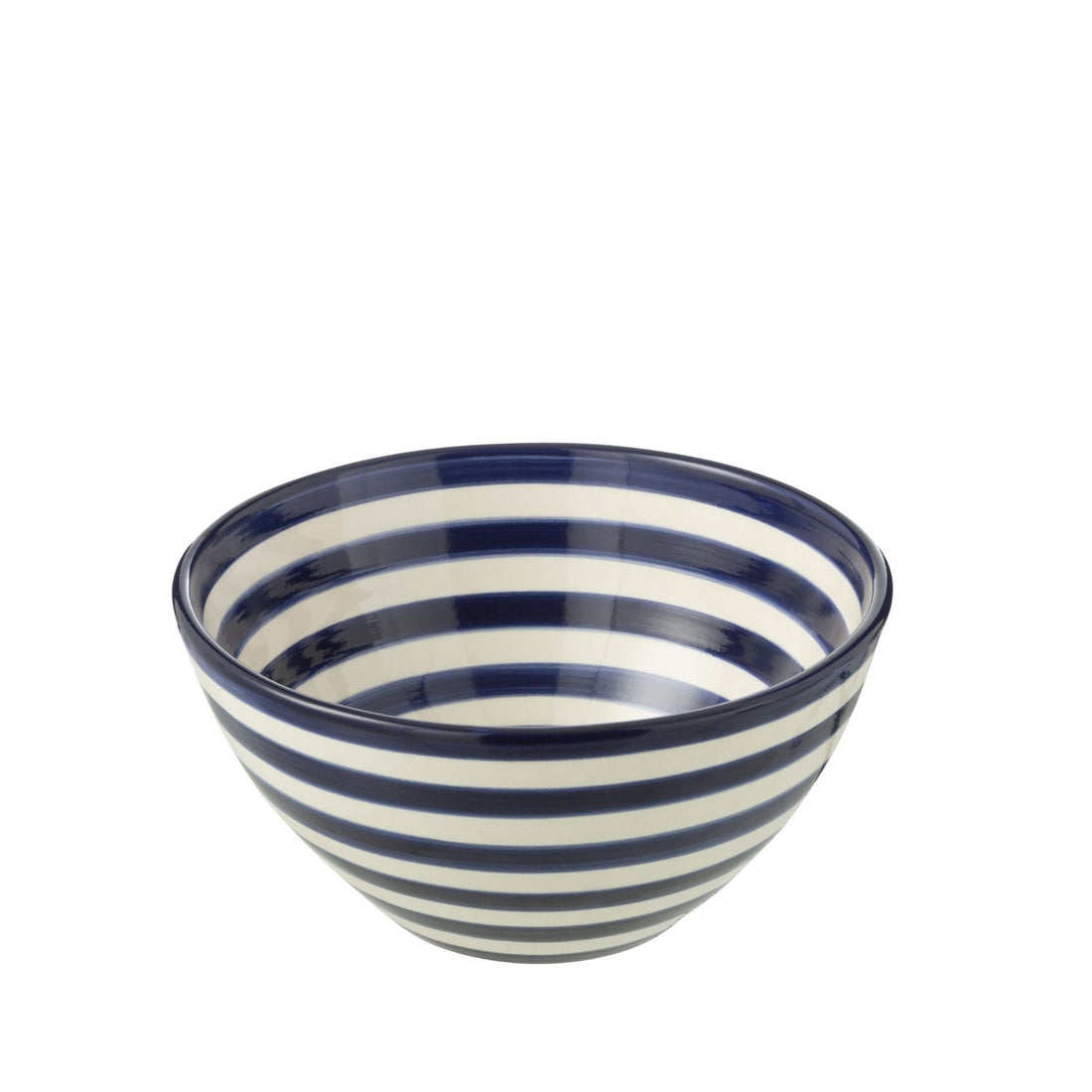 Medium Hoge Kom Granada Strepen Cobalt Blauw/Wit Keramiek J-Line