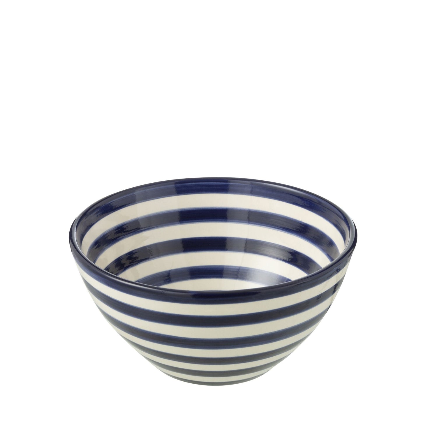 Medium Hoge Kom Granada Strepen Cobalt Blauw/Wit Keramiek J-Line