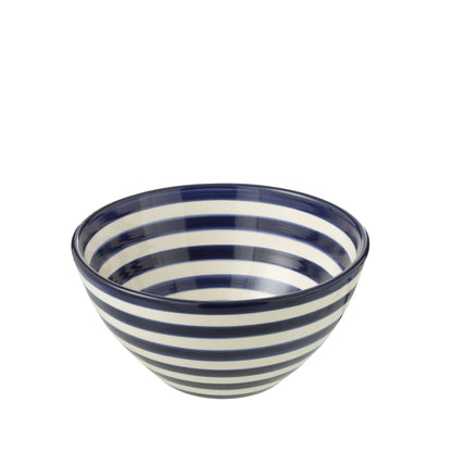 Medium Hoge Kom Granada Strepen Cobalt Blauw/Wit Keramiek J-Line