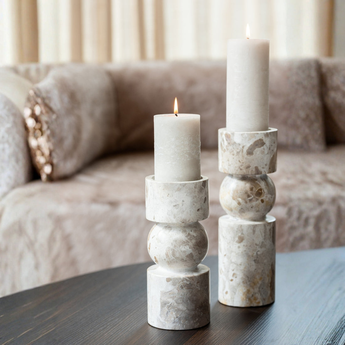 Kaarshouder Marmer Beige Small J-Line