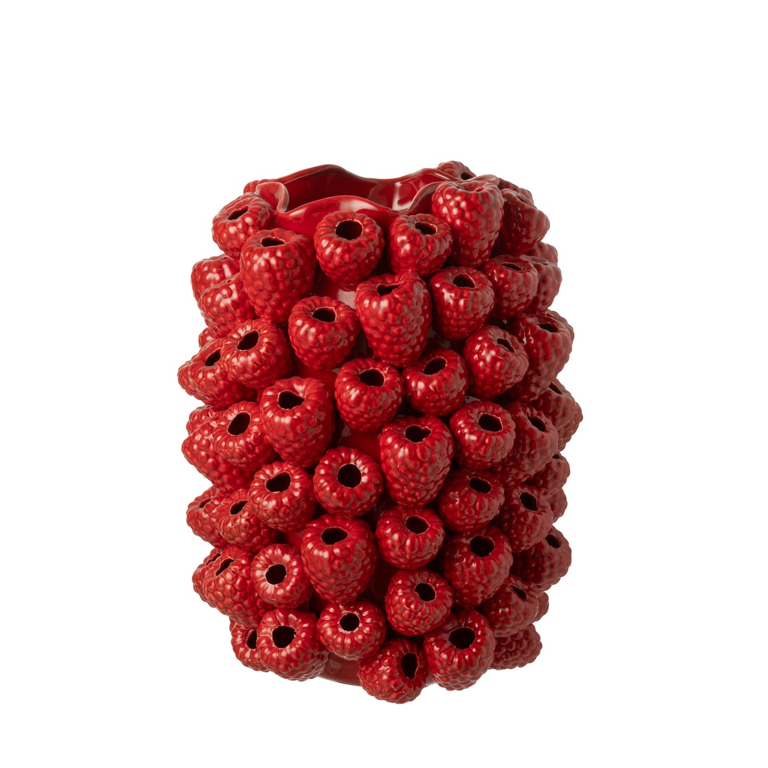 Vaas Berry Reliëf Keramiek Kerstrood L36xB35,5xH45cm J-Line