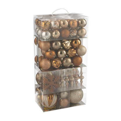 Doos Van 80 Kerstbal Plastiek Bruin J-Line