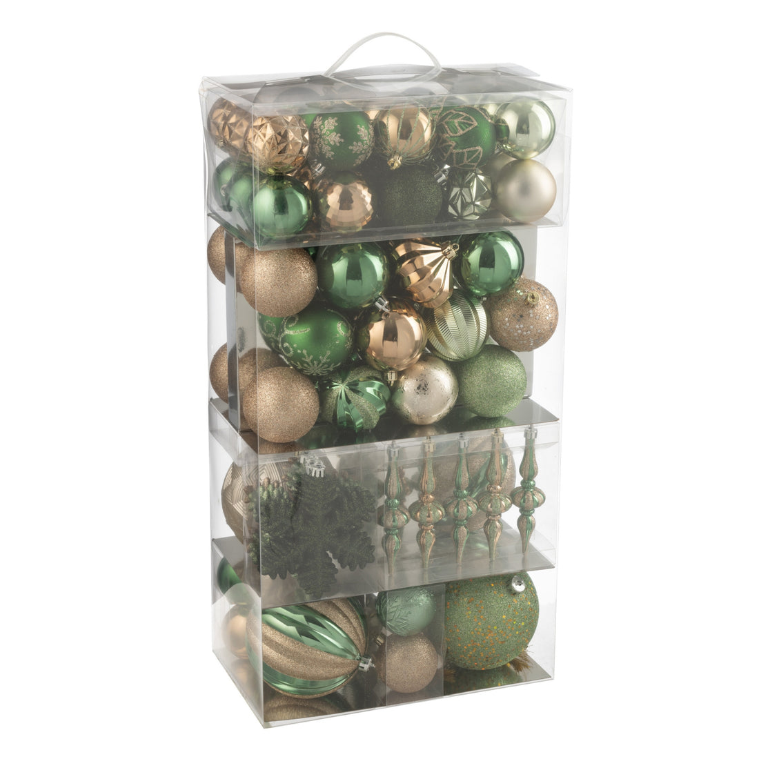 Doos Van 80 Kerstbal Plastiek Muntgroen/Ecru J-Line