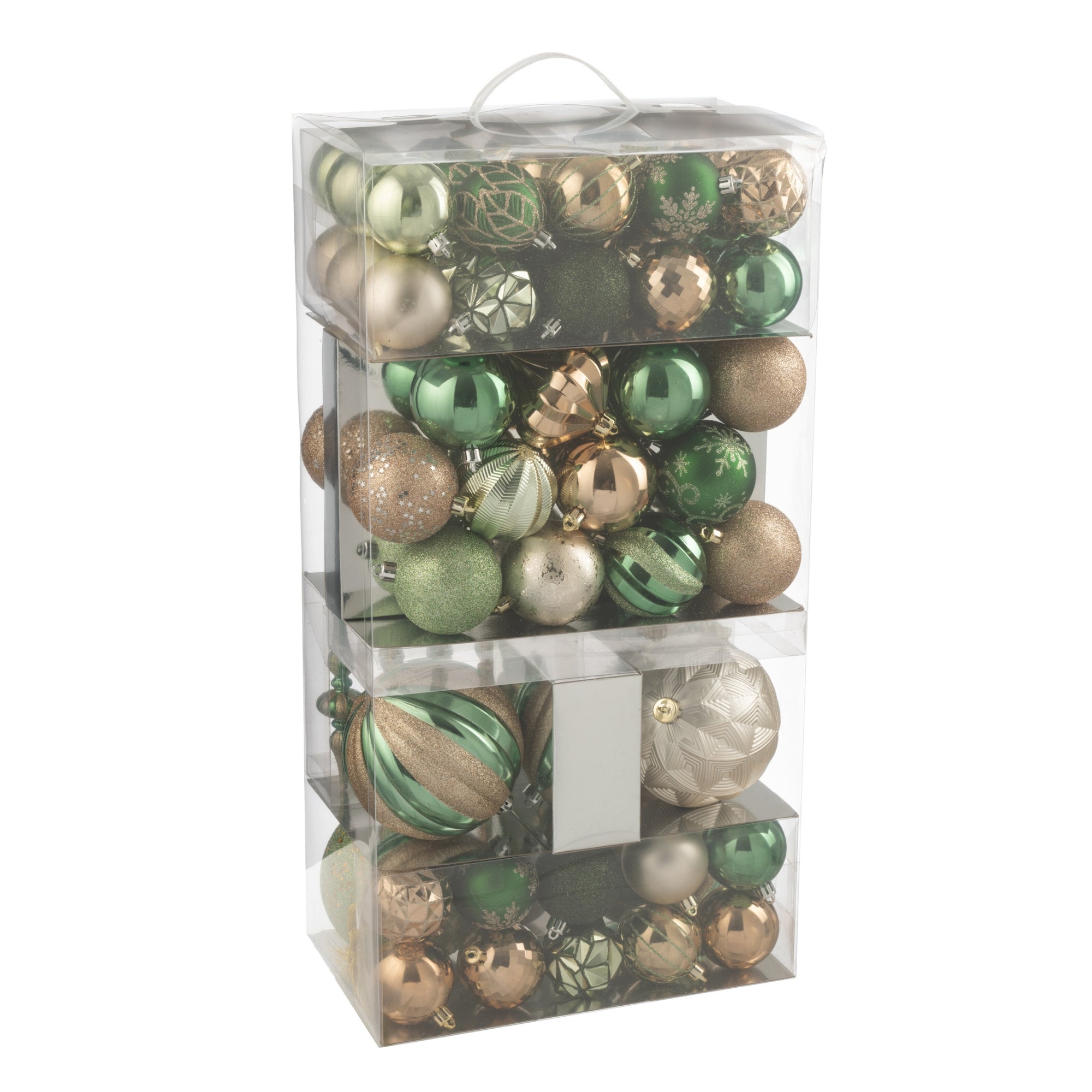 Doos Van 80 Kerstbal Plastiek Muntgroen/Ecru J-Line