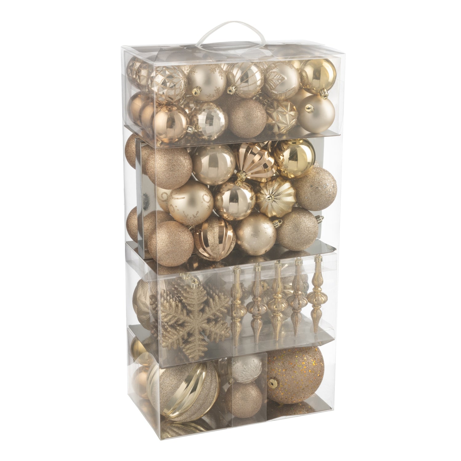 Doos Van 80 Kerstbal Plastiek Beige/Ecru J-Line