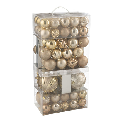 Doos Van 80 Kerstbal Plastiek Beige/Ecru J-Line
