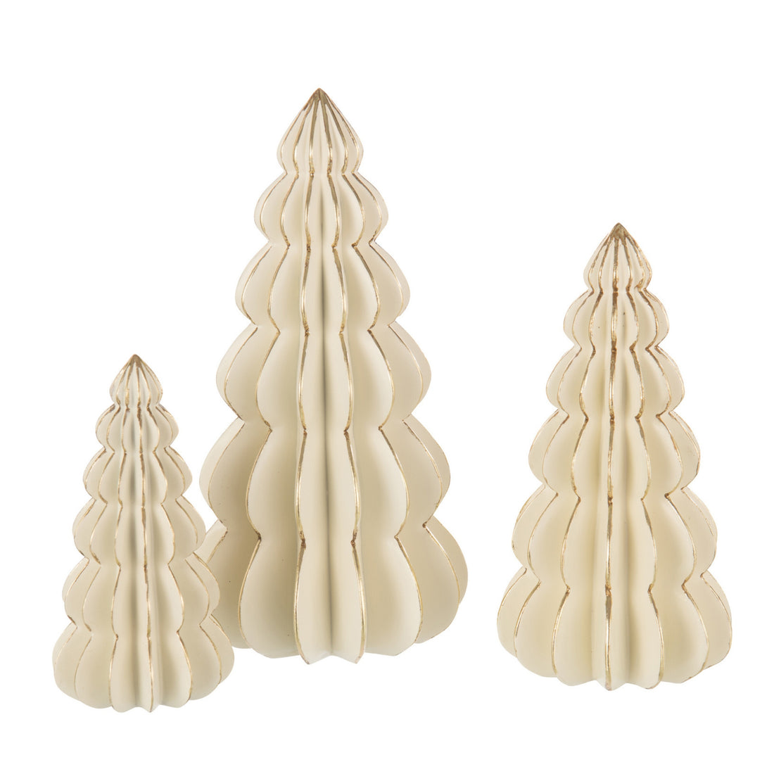 Kerstboom Origami Kalk Wit/Goudkleurig Large H35cm J-Line