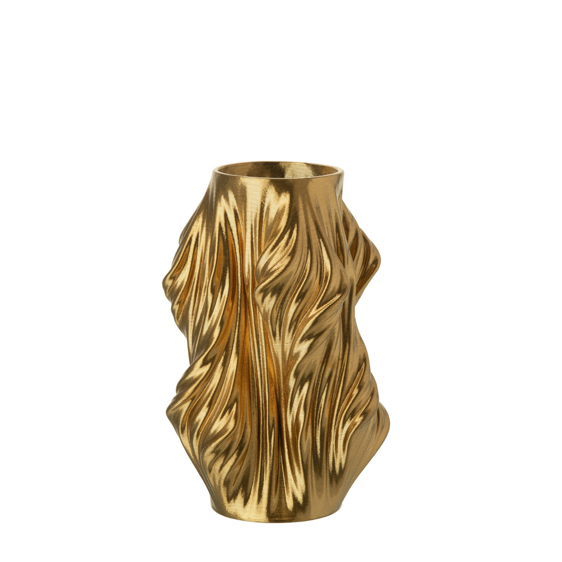 Vaas 3d Print Onregelmatig Porselein Goudkleurig Small Ø18xH28cm J-Line