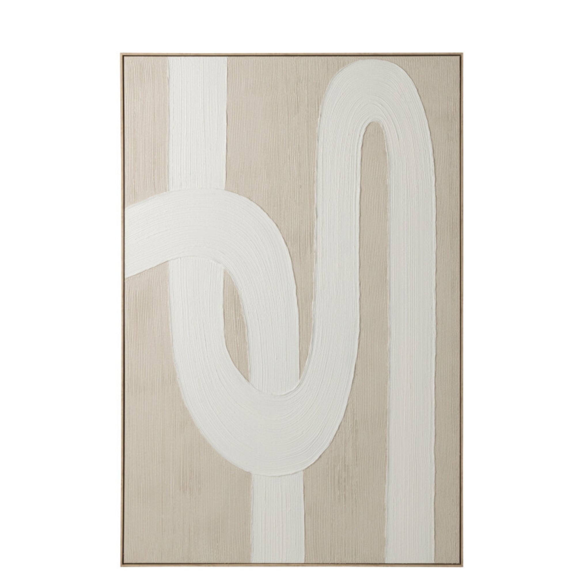Schilderij Lijnen Dennenhout Wit/Lichtbeige J-Line