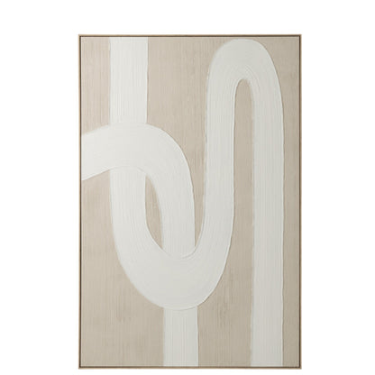 Schilderij Lijnen Dennenhout Wit/Lichtbeige J-Line