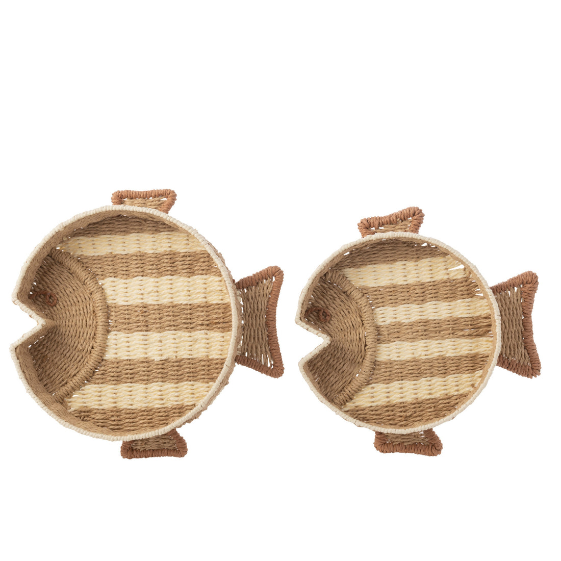 Set Van 2 Decoratief Plateau Vis Gestreept Papier Naturel/Wit J-Line
