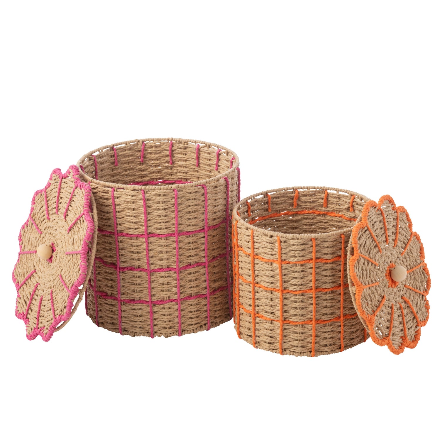 Set Van 2 Mand Papier Roze/Oranje J-Line