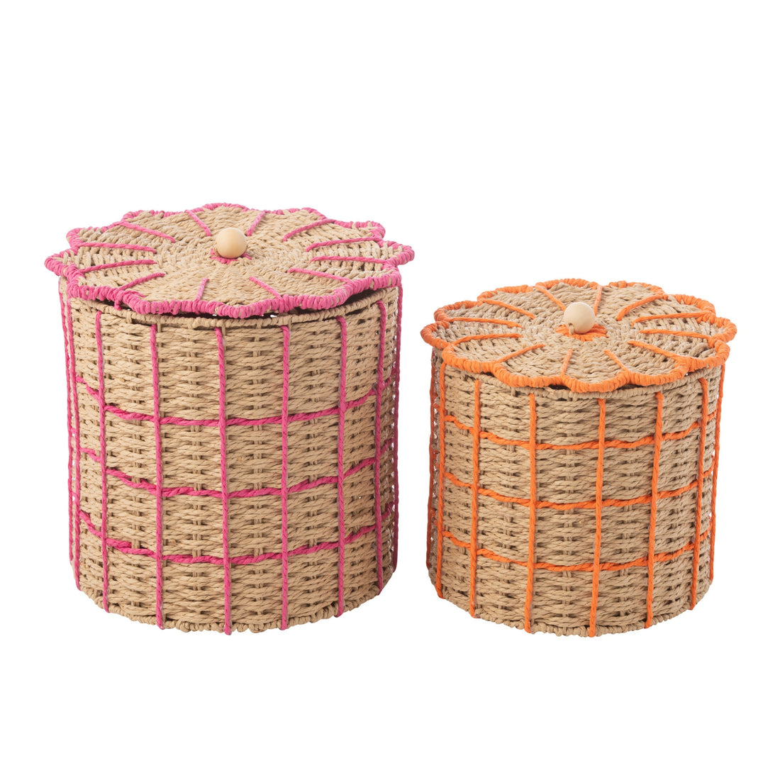 Set Van 2 Mand Papier Roze/Oranje J-Line
