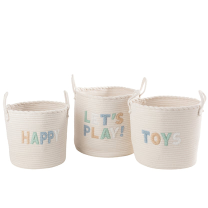 Set Van 3 Mand Kinderen Katoen Wit/Lichtblauw J-Line
