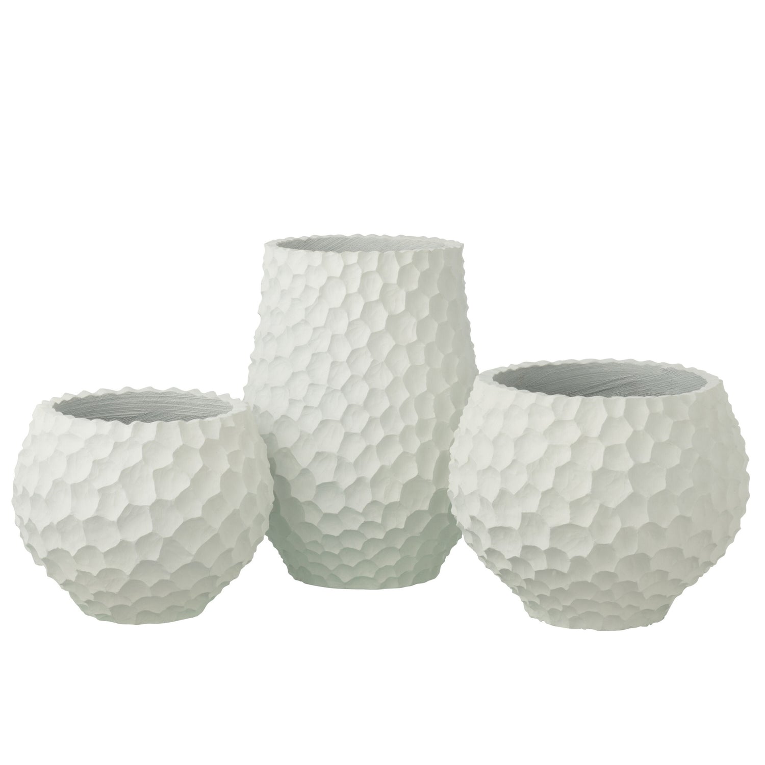 Bloempot Inkepingen + Buiten Zand Wit Large J-Line