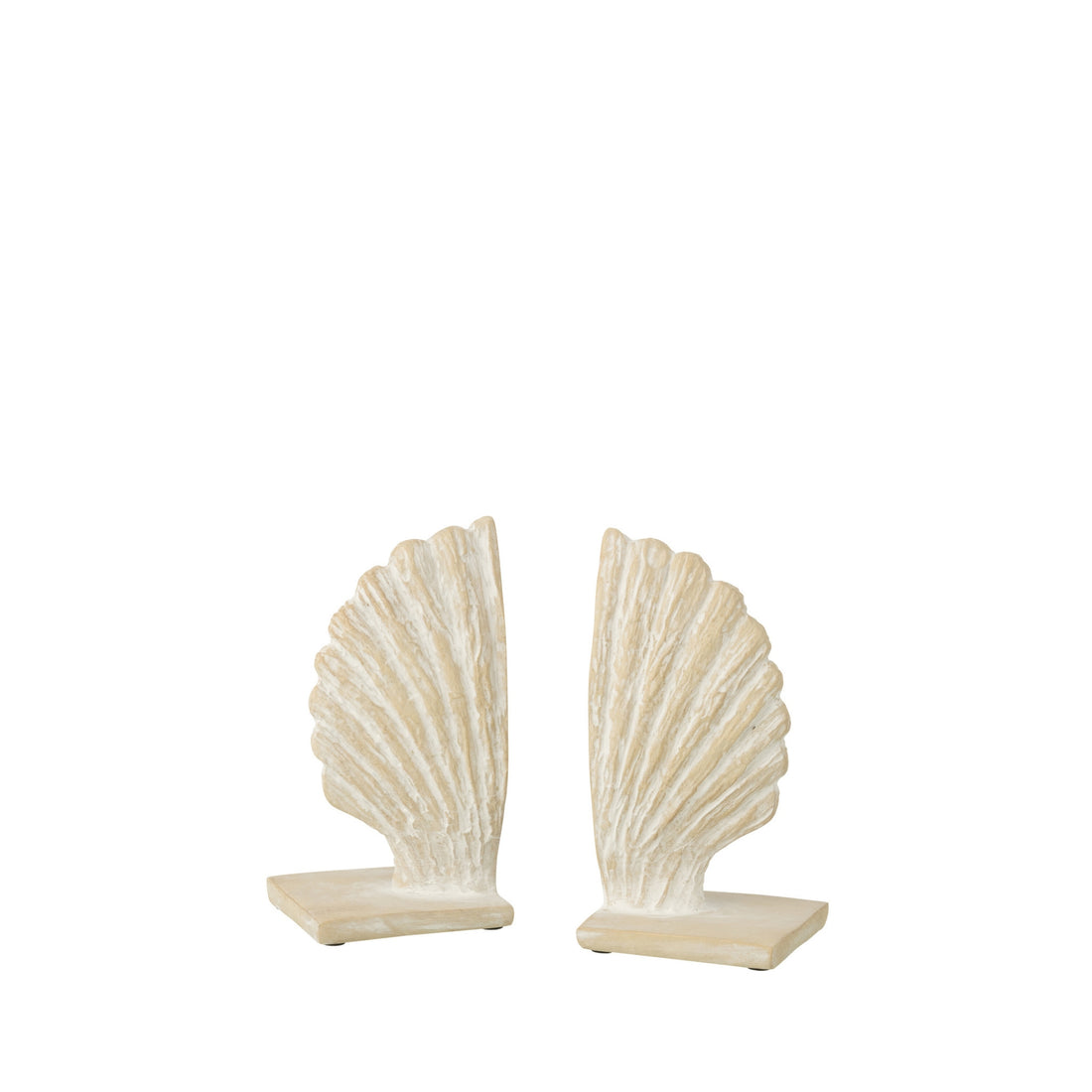 Set Van 2 Boekensteun Zeeschelp Polyresin Wit/Naturel J-Line