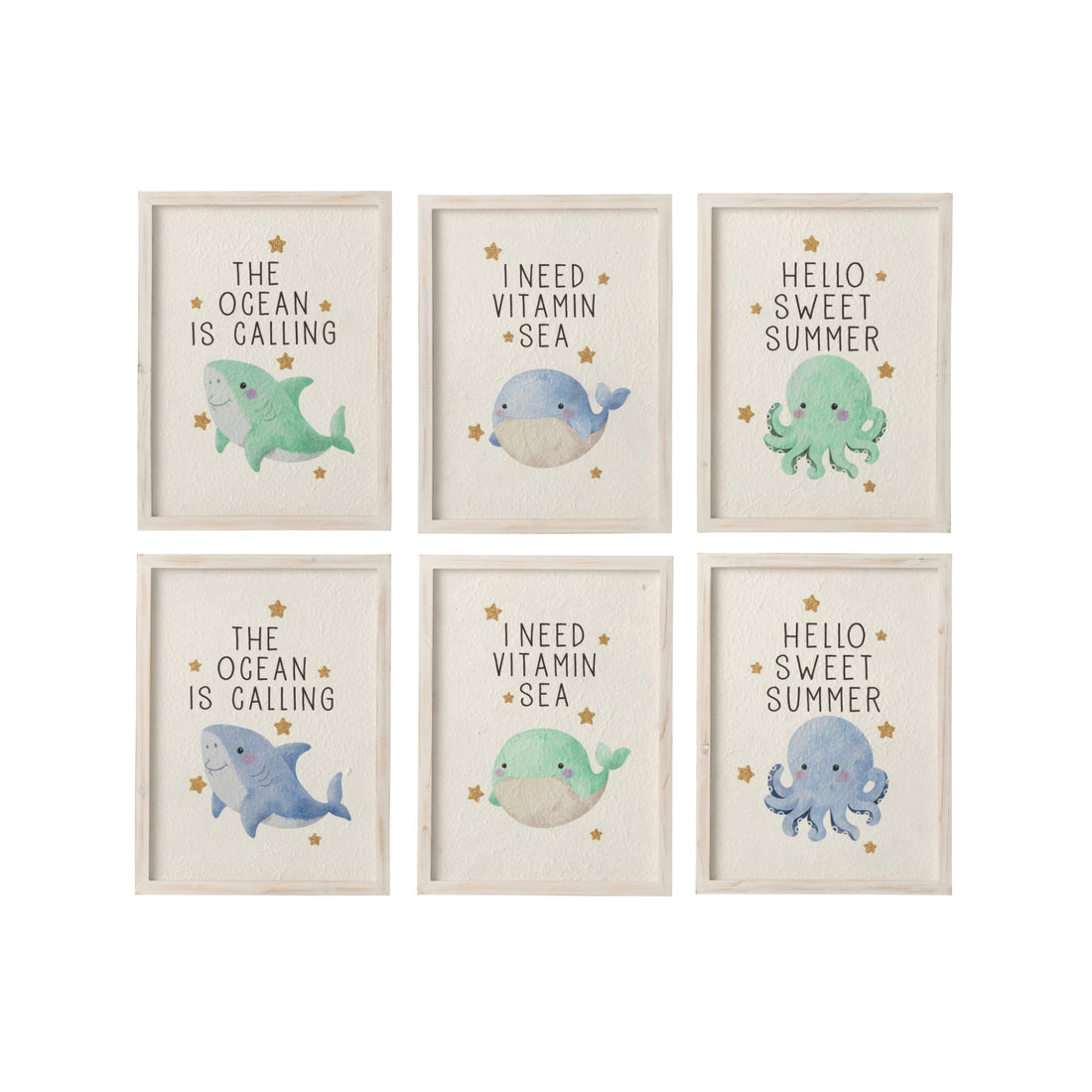 Wanddecoratie Zeedieren Papier Meerkleurig Assortiment Van 6 J-Line